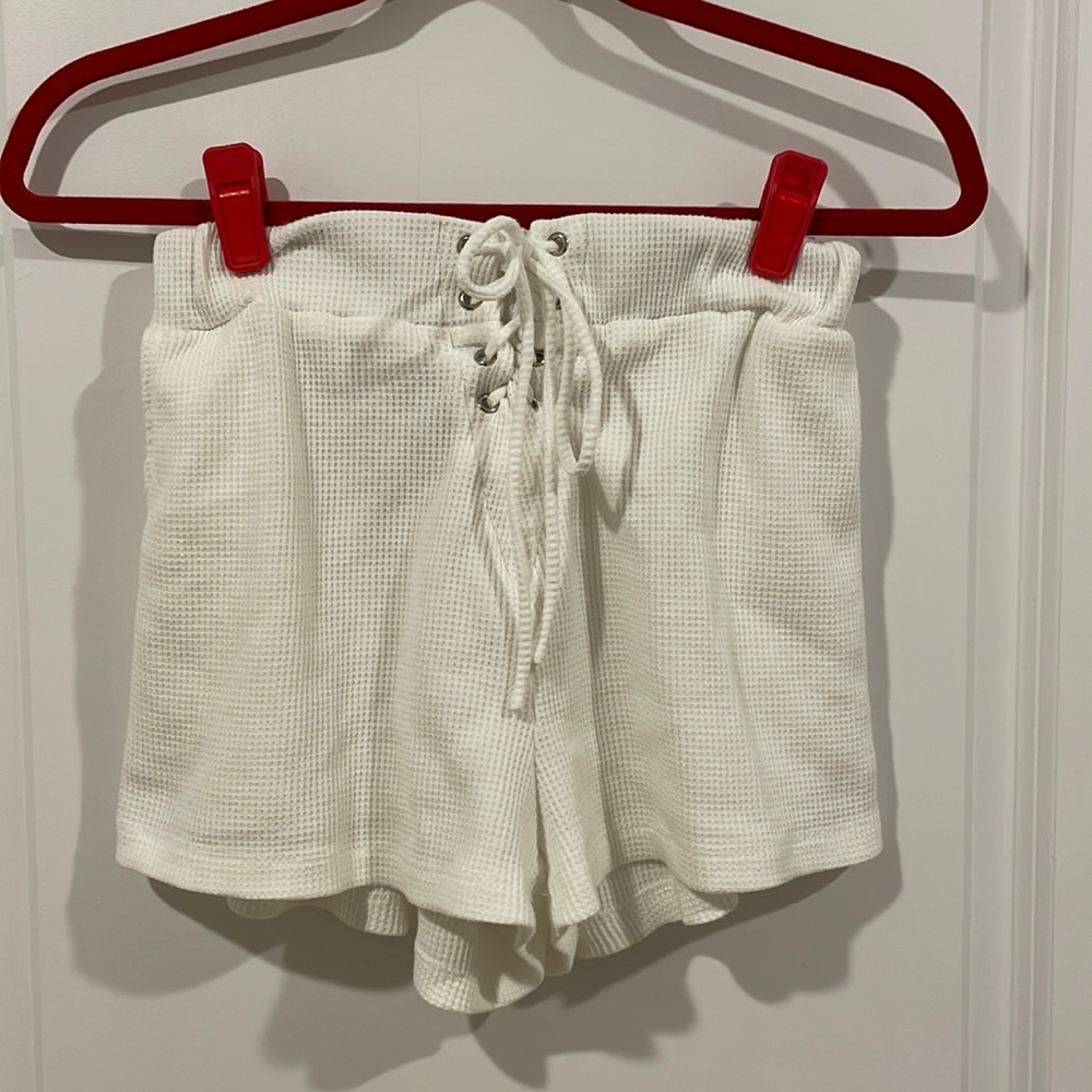 princess polly white lace up shorts